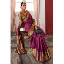 Plum Zari Weaved Kanjivaram Silk Saree
