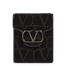 Valentino Garavani VLOGO Monogram Toile Canvas Wallet, Main, color, 0No - Black