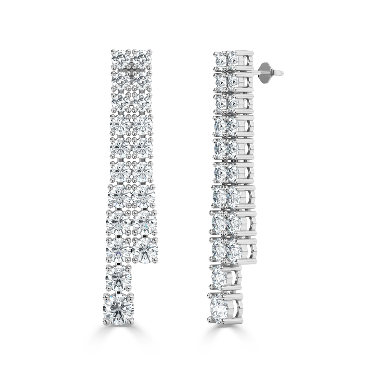 Round Drop Diamond Earrings