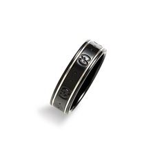 Gucci 'Icon' Thin Corundum Ring, Main, color, Silver/ Black