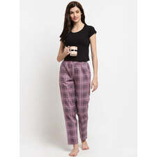 Purple Color Abstract Printed Cotton Lounge Pants Claura Designs Pvt. Ltd. Lounge Pants Lounge Pant, Loungepant_size, Lower, Pajama, Purple, Rayon
