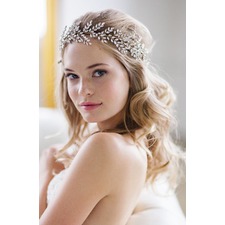 Brides &amp; Hairpins Kira Crystal Halo &amp; Sash, Main, color, 14 K Gold