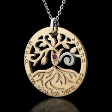 Gold Circle of Life Tree Kabbalah Necklace