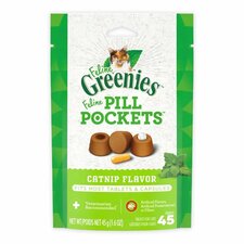 Greenies Feline Pill Pockets Cat Treats Catnip, 1.6 oz, Greenies