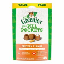 Greenies Feline Pill Pockets Cat Treats Chicken, 3 oz, 85 ct, Greenies