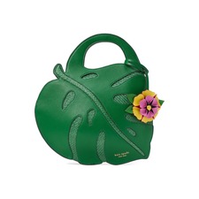 Kate Spade New York playa 3D leaf leather &amp; straw top handle bag, Main, color, Watercress Multi