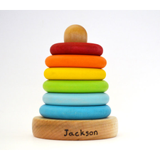 Personalized Wood Toy - Ring Stacker - Rainbow Wooden Toy For Babies and Toddlers - Waldorf and Montessori Inspired