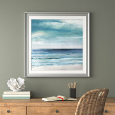 " Blue Silver Shore II " Painting Print on Paper