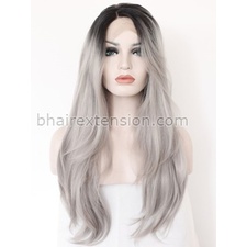 Gray Color Synthetic Lace Wigs Ombre Style