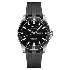 MIDO Ocean Star 200 Automatic Rubber Strap Watch, 42.5mm, Main, color, Silver/ Black