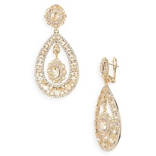 Marchesa Pavé Crystal Filigree Teardrop Earrings, Main, color, Gold/ Goldtonal