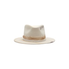 MODERN MONARCHIE Distressed Wool Fedora, Main, color, Off White