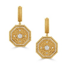 Yellow Gold 2/5ctw Diamond Byzantine Dangle Earrings l DOVES