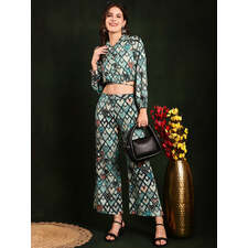 Green Color Abstract Printed Viscose Rayon Co-ord Set