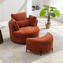 Achorn Upholstered Swivel Barrel Chair with Ottoman