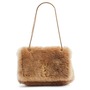 Saint Laurent Small Kate Genuine Shearling Shoulder Bag, Main, color, Ecru/ Dark Brown