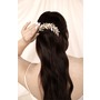 Ettika Ethereal Leaf Rhinestone &amp; Imitation Pearl Hair Comb, Alternate, color, Gold