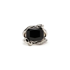 Alexander McQueen Men's Snake &amp; Skull Crystal Ring, Main, color, Jet Sw/ Sthreem