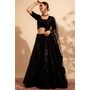 Black Net Hand Embroidered Lehenga Set