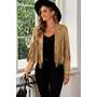 Fringe Trim Lapel Collar Cropped Blazer Jacket