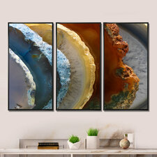 " Mineral Slice XV " 3 - Pieces Painting Print on Canvas