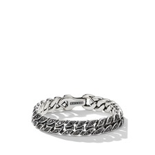 David Yurman Curb Chain Bracelet, 11.5mm, Main, color, Silver/ Black Diamond