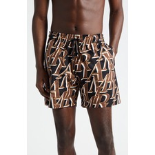 AMIRI Stacked Print Swim Trunks, Main, color, Black