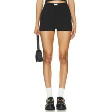 Cotton Rib Seamless Bike Short in Black 
