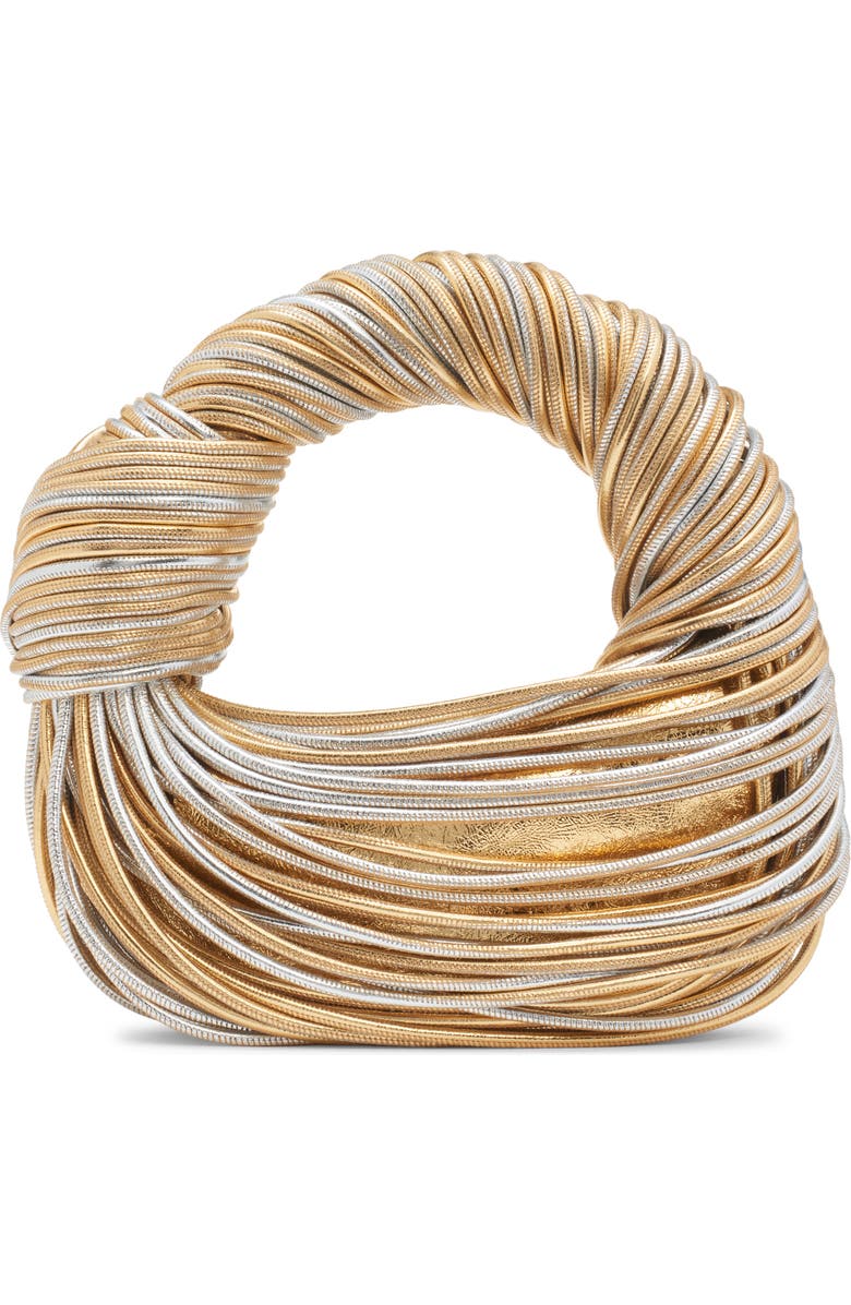 Bottega Veneta Mini Jodie Tube Cord Leather Top Handle Bag, Main, color, Gold/ Silver