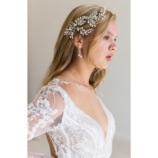 Brides &amp; Hairpins Nadim Jeweled Hair Clip, Main, color, Gold