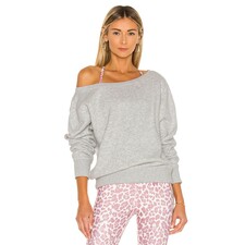 Vida Off Shoulder Sweatshirt in Heather Ash 