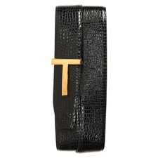 TOM FORD T Icon Reversible Lizard Embossed Leather Belt, Main, color, Black