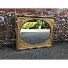 Very useful size Antique 19th Century English original carved wood gilt Oval framed Mirror.
