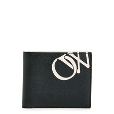 Off-White Logo Monogram Leather Bifold Wallet, Main, color, Black-White