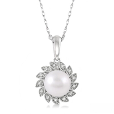 Sunflower Pearl &amp; Diamond Pendant