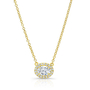 Petite 18k Yellow Gold Pavé Oval Cut Diamond Pendant