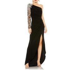 Mac Duggal Embellished One-Shoulder Gown, Main, color, Black