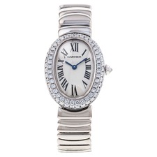 Watchfinder &amp; Co. Cartier Preowned Baignoire Diamond Bracelet Watch, 30mm, Main, color, Silver