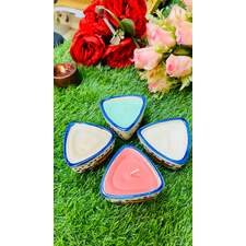 Designer Triangle Shaped Candles in Ceramic Pot - Medium Size