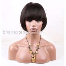 Bob Style Human Hair Full Lace Wig Rihanna Hairstyle Brazilian Hair Full Lace Wig With Bangs