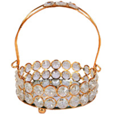 Graceful Metal &amp; Crystal Tokri for Return Gift Purposes