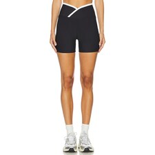 Recycled 6" V Waist Biker Short in Black &amp; White 
