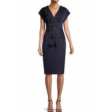 The Allure of the V-Neck Cap Sleeve Peplum Satin Dress