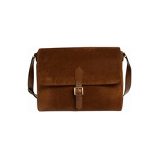 TOM FORD Suede Messenger Bag, Main, color, Cigar
