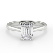 Emerald 4 Claw Tappered Band Solitaire Ring