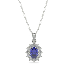 Sapphire and Diamond Lady Diana Halo Pendant Platinum - DIANA