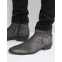 River Island Metallic Leather Chelsea Boot With Cuban Heel In Black