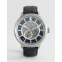 Armani Exchange Automatic Leather Watch In Black