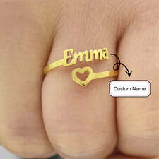 Custom Heart Name Ring