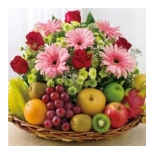 Online Beautiful Flowers & Fruit Basket